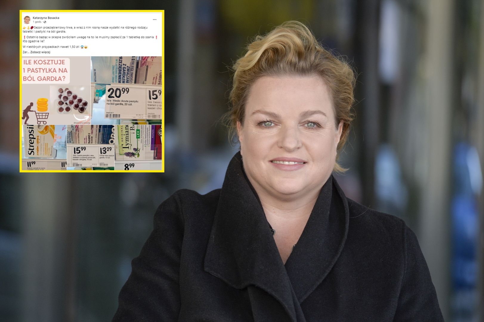 Katarzyna Bosacka zwróciła uwagę na ceny tabletek na ból gardła 