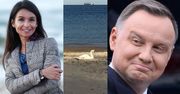 Ozdrowieniec Andrzej Duda "polajkował" na Instagramie zdjęcie Marty Kaczyńskiej z ŁABĄDKIEM na piasku...
