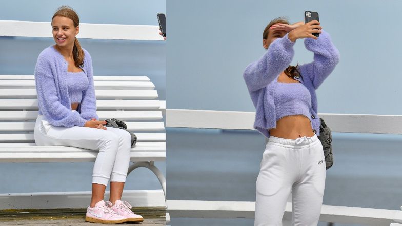 Oliwia Bieniuk na molo w Sopocie