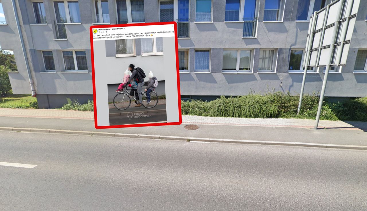 Ojciec i trójka dzieci. Ujęcie z Opola. Wykonał je o 8:00