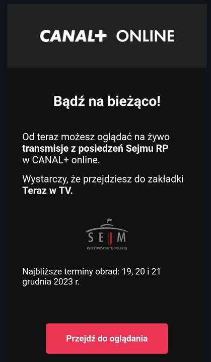 Obrady sejmu na Canal+