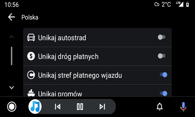 W ustawieniach m.in. opcje unikania dróg płatnych, fot. Oskar Ziomek