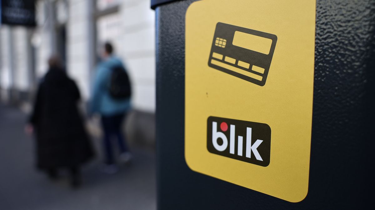 Blik logo is seen on a park meter in Warsaw, Poland on April 3, 2025. (Photo by Jakub Porzycki/NurPhoto via Getty Images)