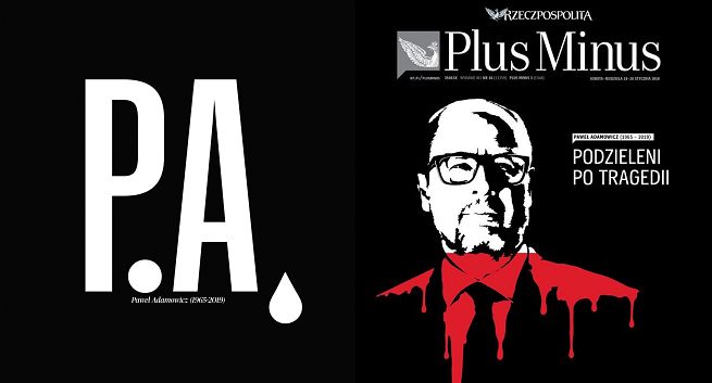 Krople łez i krwi na okładkach „Polski” i „Rzeczpospolitej” o śmierci Pawła Adamowicza
