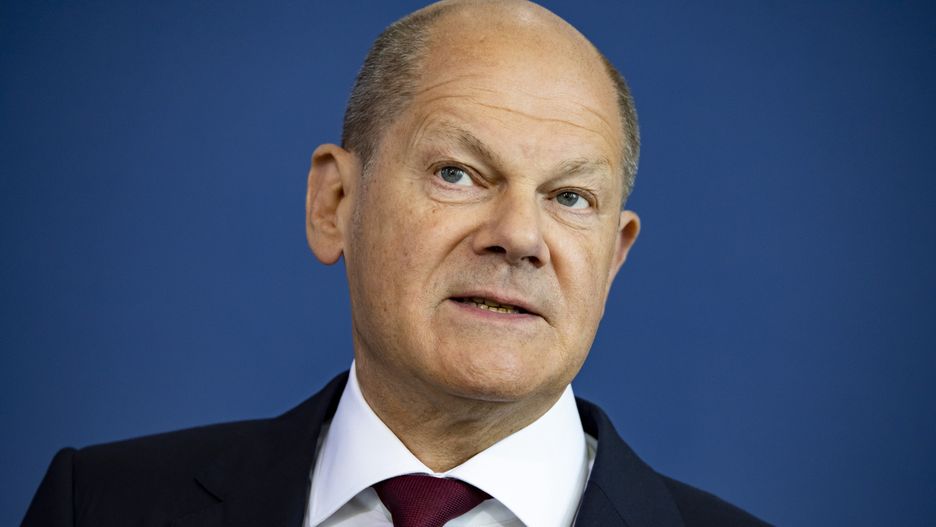 German Chancellor Olaf Scholz is pictured during a press conference at the Chancellery in Berlin, Germany on May 9, 2022. (Photo by Emmanuele Contini/NurPhoto via Getty Images)