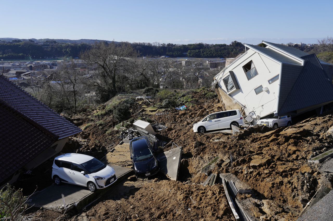 Buildings collapsed after the earthquake