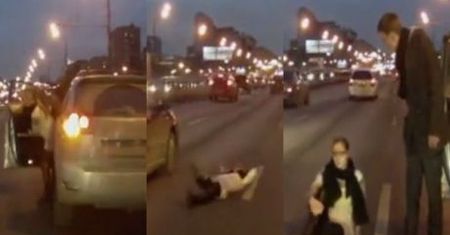 Kobieta "strzela focha" na drodze!