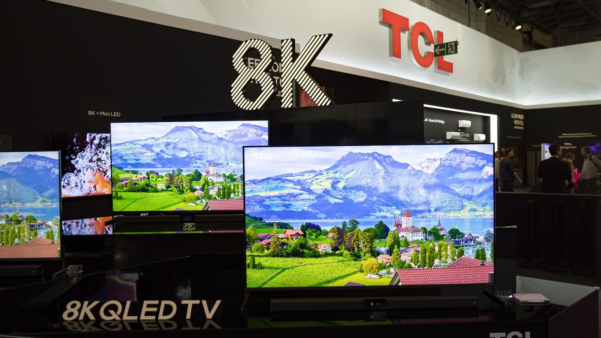8K Qled Televisions at TCL boot during the international electronics and innovation fair IFA in Berlin on September 10, 2019. (Photo by Emmanuele Contini/NurPhoto via Getty Images)