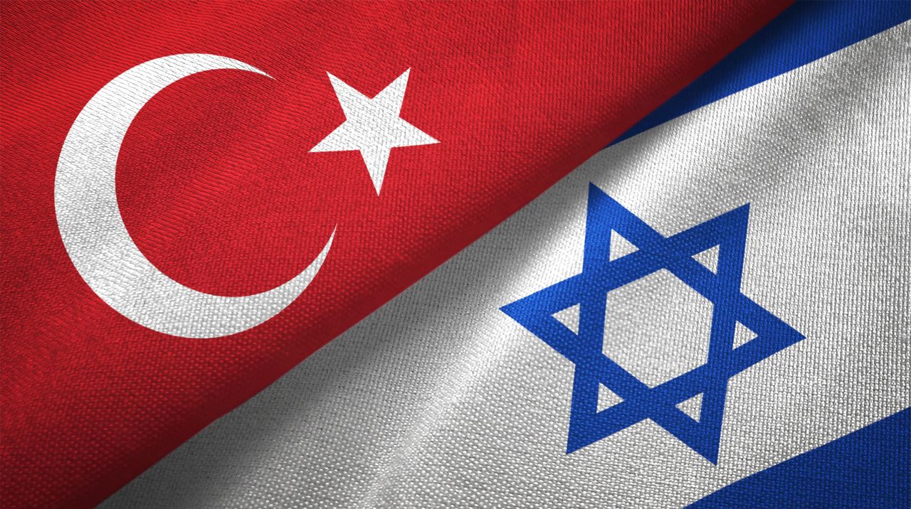 Turkey and Israel two flags textile cloth