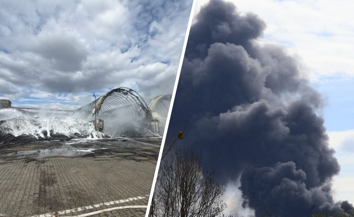 Wielki pożar w Chełmie. Spłonęły dwa magazyny z oponami