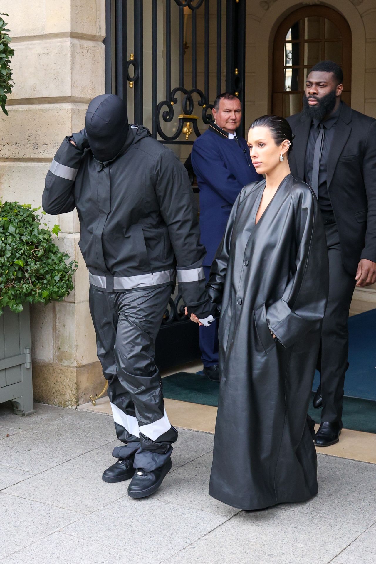 PARIS, FRANCE - FEBRUARY 28: Kanye West and Bianca Censori are seen leaving their hotel on February 28, 2024 in Paris, France. (Photo by MEGA/GC Images)