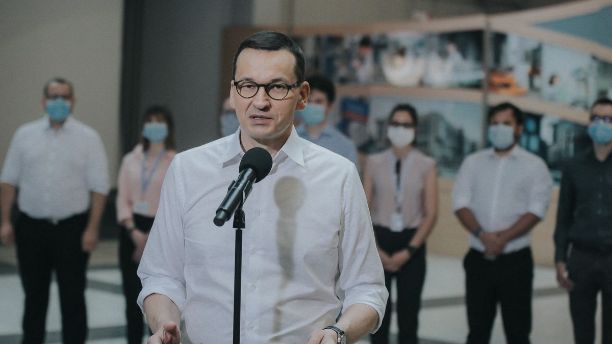 Prime Minister Mateusz Morawiecki came to Wrocaw on June 20, 2020. He visited Scanway and congratulated them on their technological development. (Photo by Krzysztof Zatycki/NurPhoto via Getty Images)