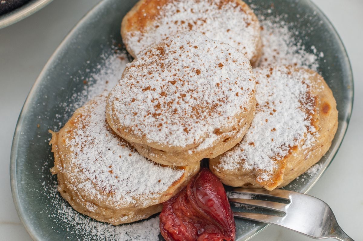 Plum pancakes will do great as breakfast