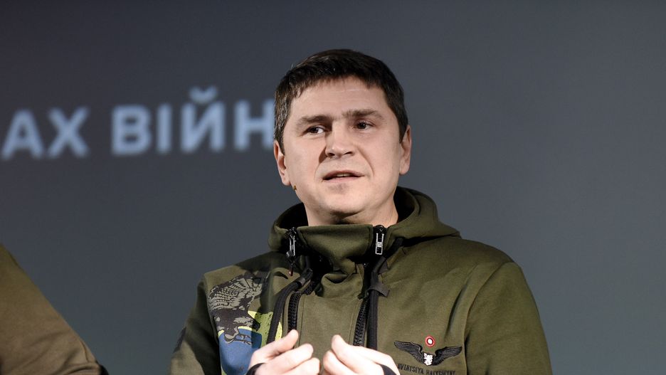 KYIV, UKRAINE - MARCH 2, 2023 - Adviser to the head of the Office of the President Mykhailo Podoliak attends the Kyiv StratCom Forum 2023, Kyiv, capital of Ukraine. (Photo credit should read Ruslan Kaniuka / Ukrinform/Future Publishing via Getty Images)