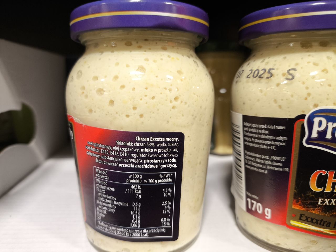 Ten produkt ma niewystarczającą zawartość chrzanu