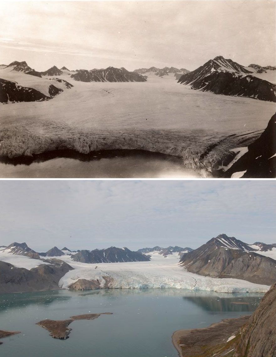 Zdjęcia norweskich lodowców zrobione z odstępem 100 lat pokazują wielkie zmiany klimatyczne 6