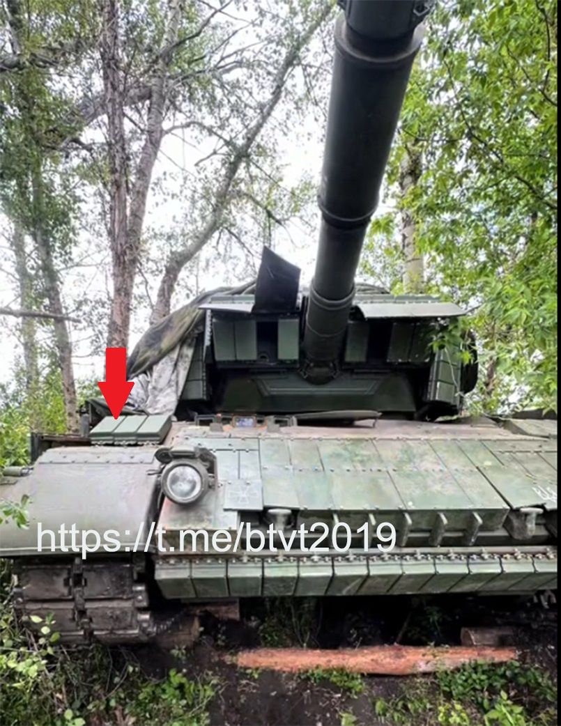 Leopard 1A5 tank covered with reactive armour blocks somewhere in Ukraine.
