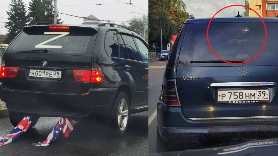 Królewiec. Tak manifestowano poparcie dla rosyjskiej wojny w Ukrainie. Rosyjskie auta osobowe już nie wyjadą stamtąd do UE