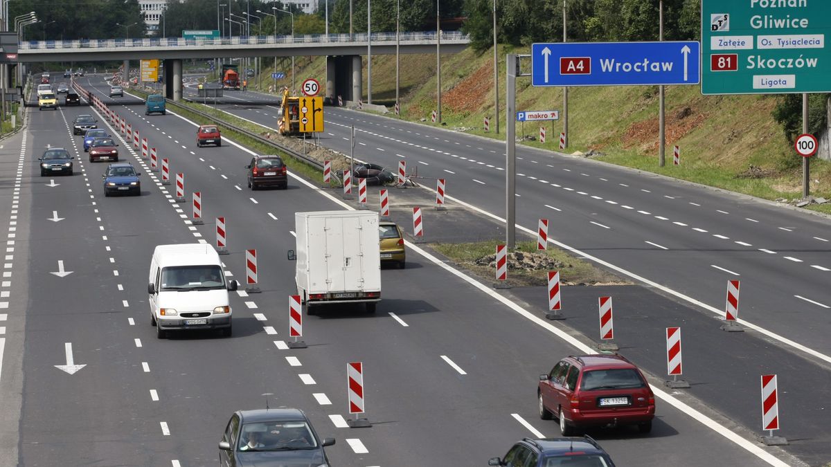 Fragment autostrady A4 przez Katowice