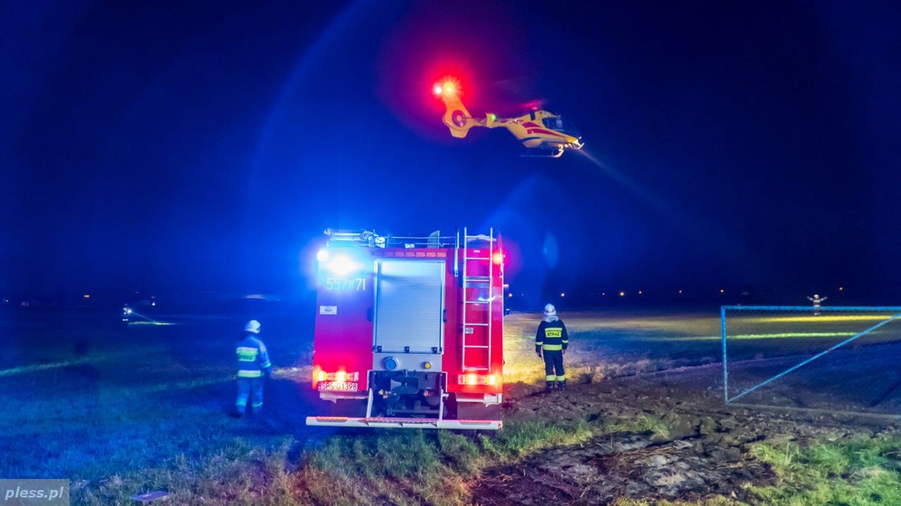 Pszczyna. Transport poszkodowanego odbył się z problemami.