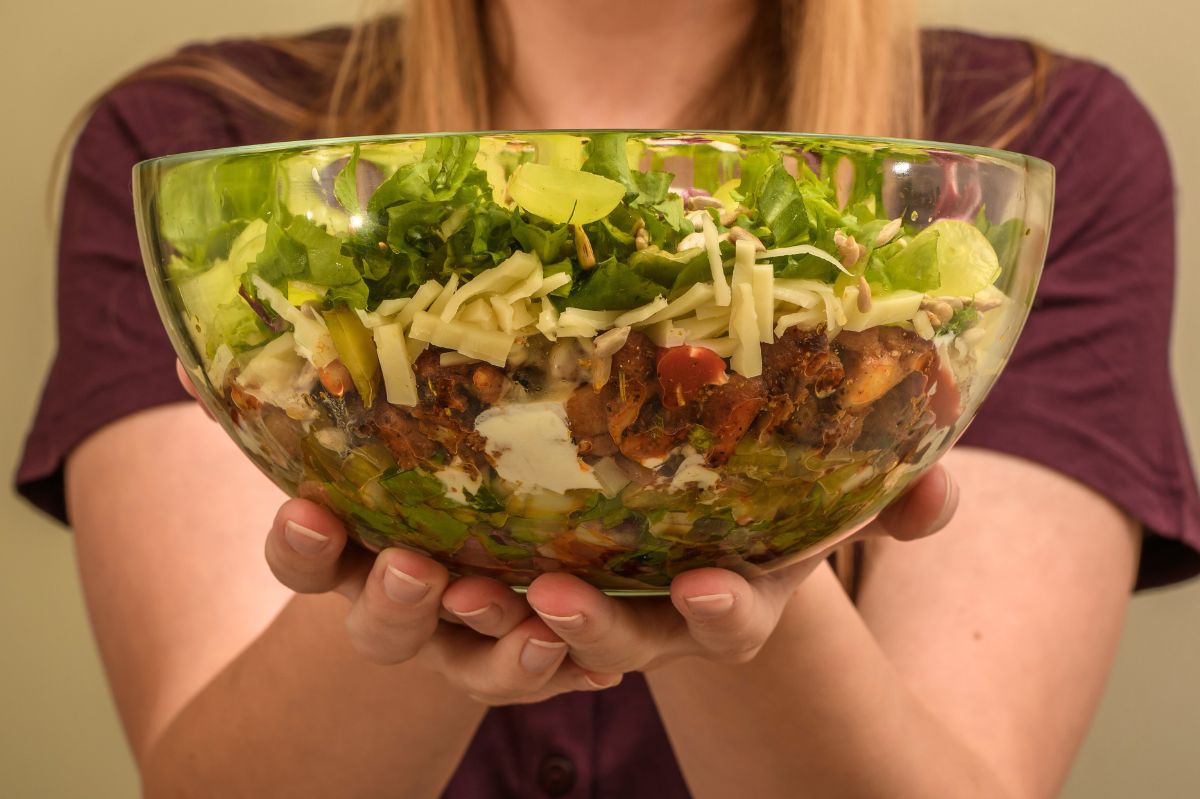 Layered salad is similar to gyros salad, but much better.