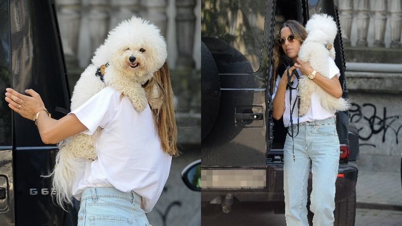 Ewa Chodakowska na spacerze z psem