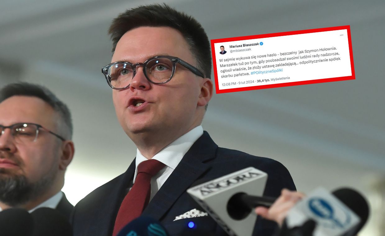 "Nowe hasło w Sejmie". Błaszczak drwi z Hołowni