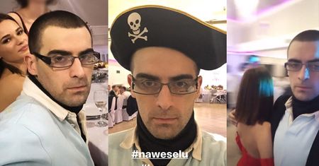 "Psychoromantyk" Quebonafide bawi się na weselu znajomych z grobową miną (FOTO)