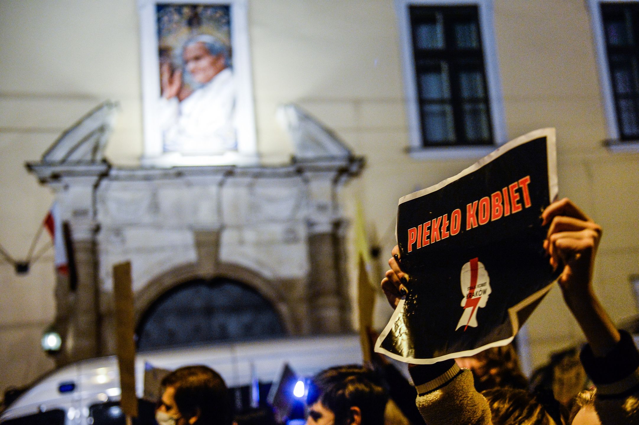 Pro Choice Protests Continue In PolandKRAKOW, POLAND - OCTOBER 24: People wear protective face masks and hold banners as they protest for the third day against the Constitutional Court ruling on tightening the abortion law on October 24, 2020 in Krakow, Poland. Last Friday, the country's Constitutional Tribunal ruled in favour of a ban on abortions in cases of fetal defects, tightening Poland's restrictive abortion laws even further. The decision means that abortions will only be permitted in cases of rape, incest or when the mother's health is at risk.  (Photo by Omar Marques/Getty Images)Omar Marquesbestof, topix