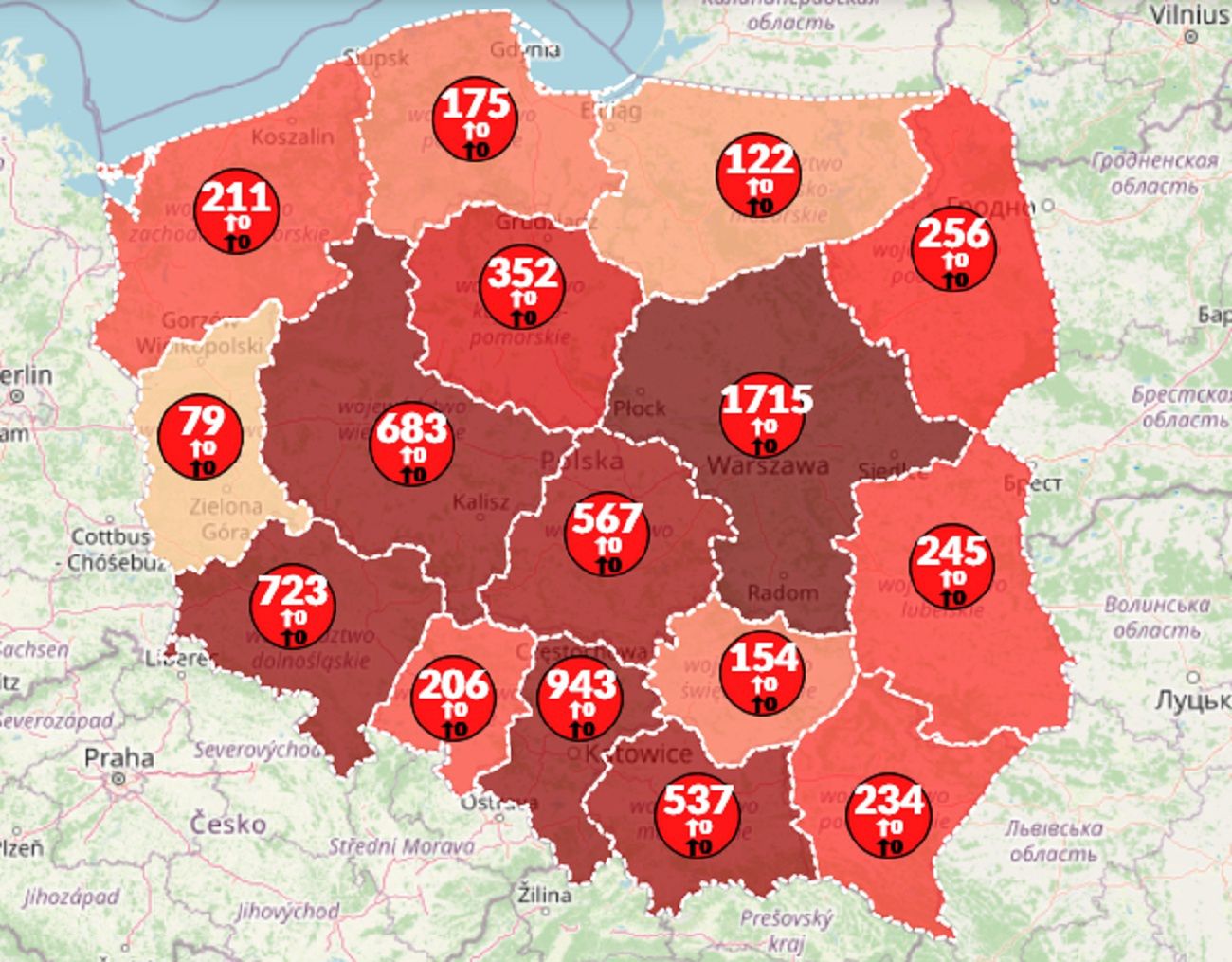 Koronawirus w Polsce. Mapa zarażeń