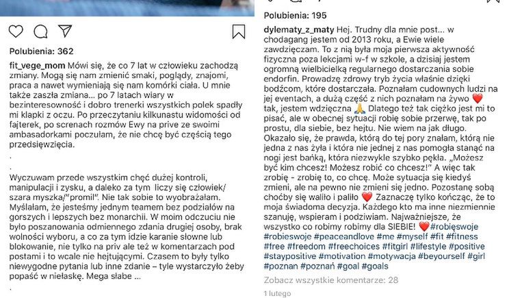 Posty byłych ambasadorek Ewy Chodakowskiej