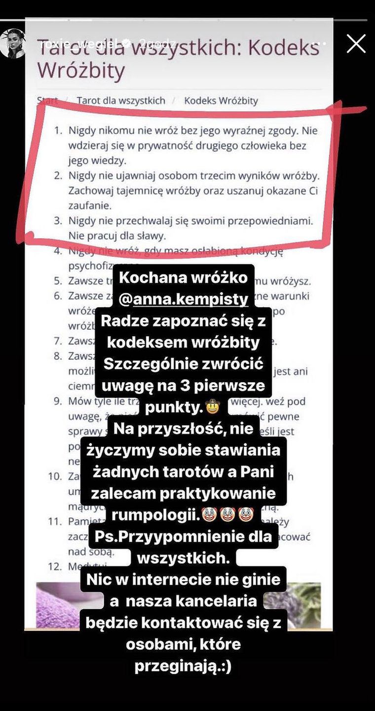 Roksana Węgiel skomentowała wróżbę Anny Kempisty