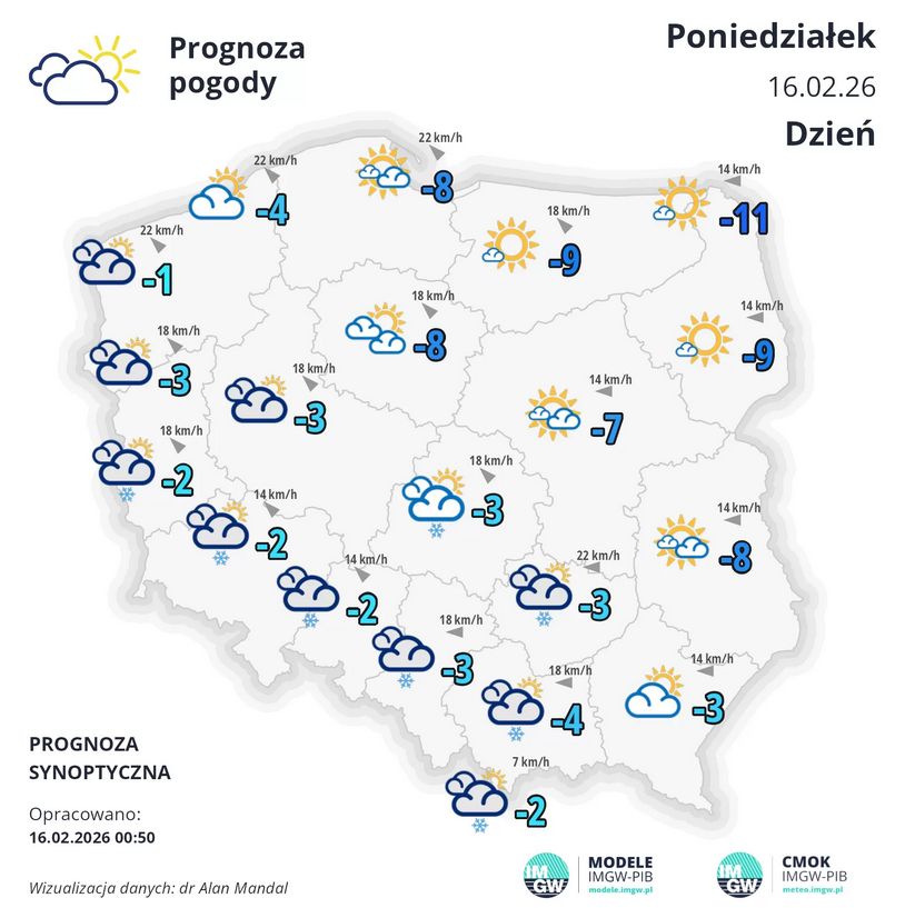 Prognoza pogody na poniedziałek