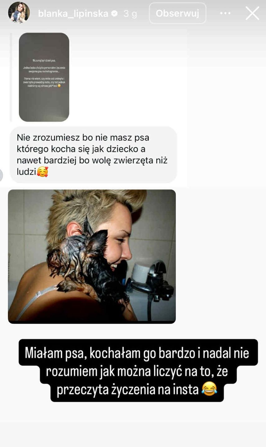 Blanka Lipińska drwi z osób, które składają życzenia psom