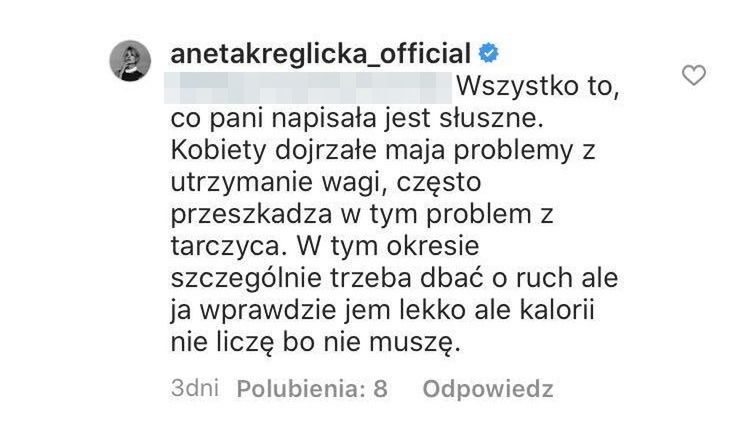 Aneta Kręglicka broni swojej szczupłej sylwetki