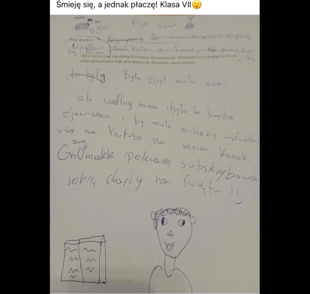 Nauczyciel &quot;załamany&quot; sprawdzianem ucznia