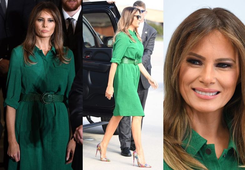 Melania Trump w zielonej sukience