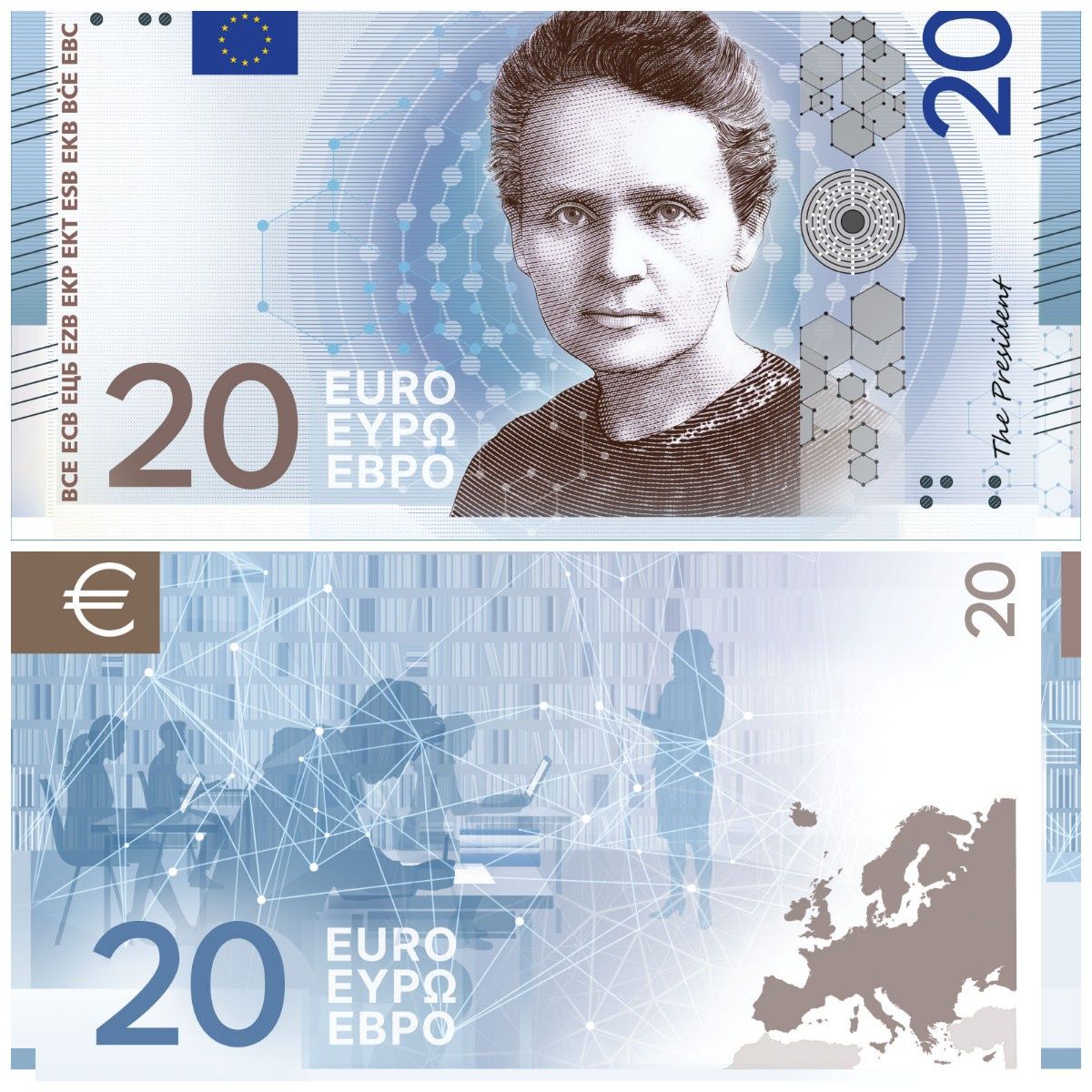 Jeden z projektów dot. podobizny Marii Skłodowskiej-Curie