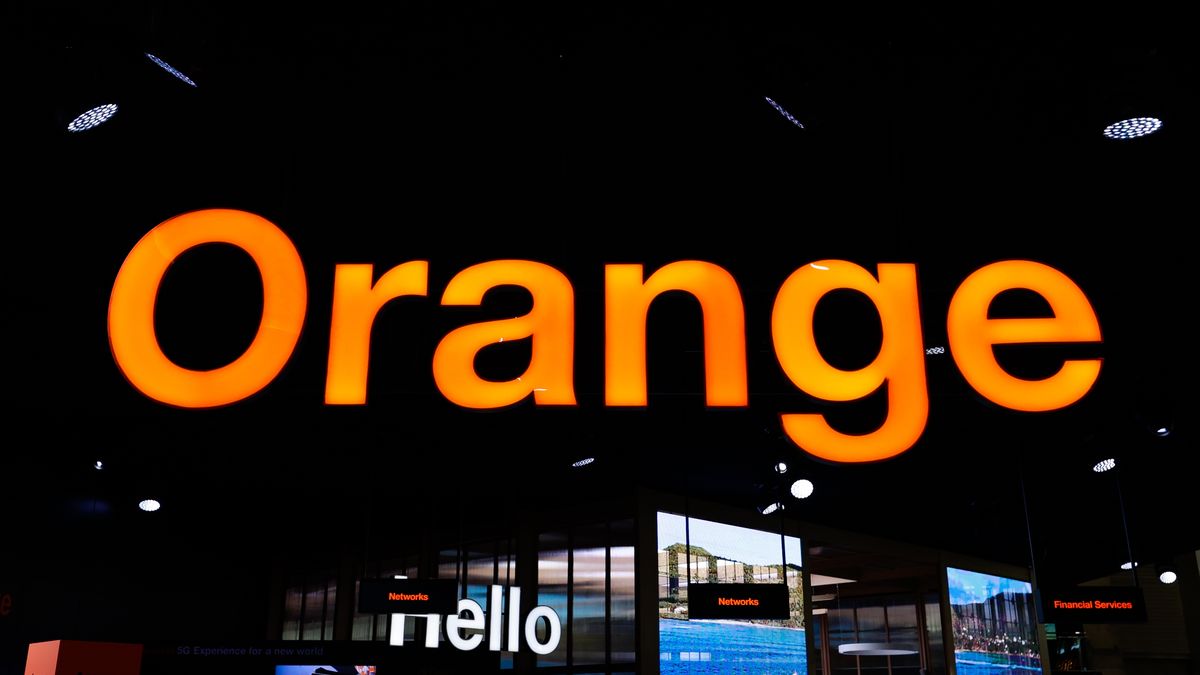BARCELONA, SPAIN - JUNE 28: Logotype of Orange showed during the Mobile World Congress (MWC) Barcelona, on June 28,2021 in Barcelona, Spain. (Photo by Joan Cros/Corbis via Getty Images)
