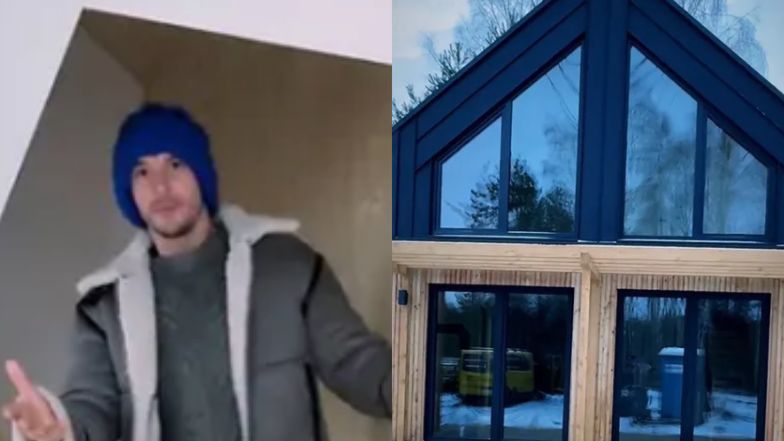 Mikołaj Roznerski pokazuje prace postępowe nad budową jego domu 