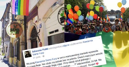 Przeciwnicy Parady Równości zaatakowali warszawską kawiarnię za... TĘCZOWĄ FLAGĘ! "Opluli jednego z pracowników"
