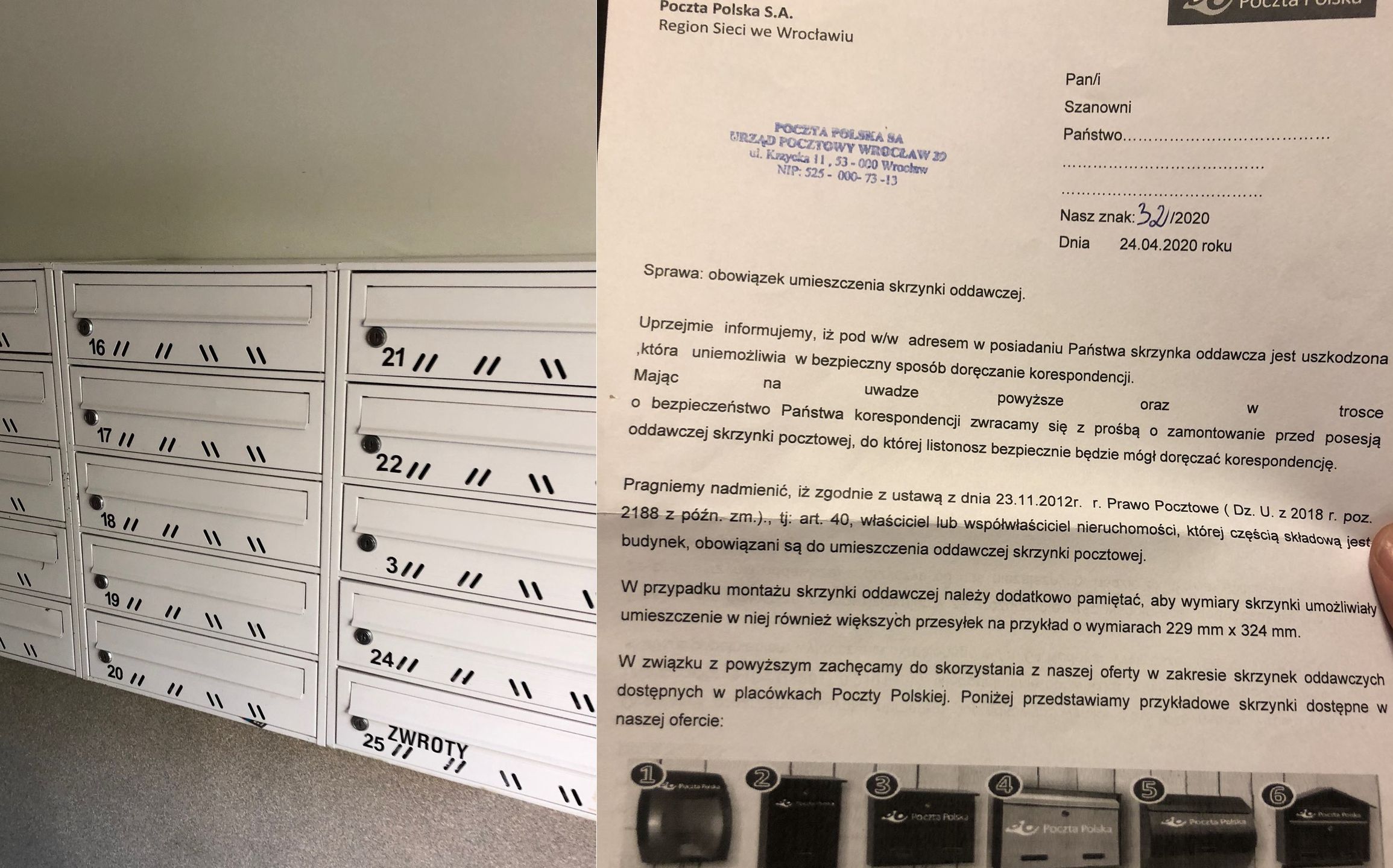 Poczta Polska interweniuje ws. uszkodzonej skrzynki 