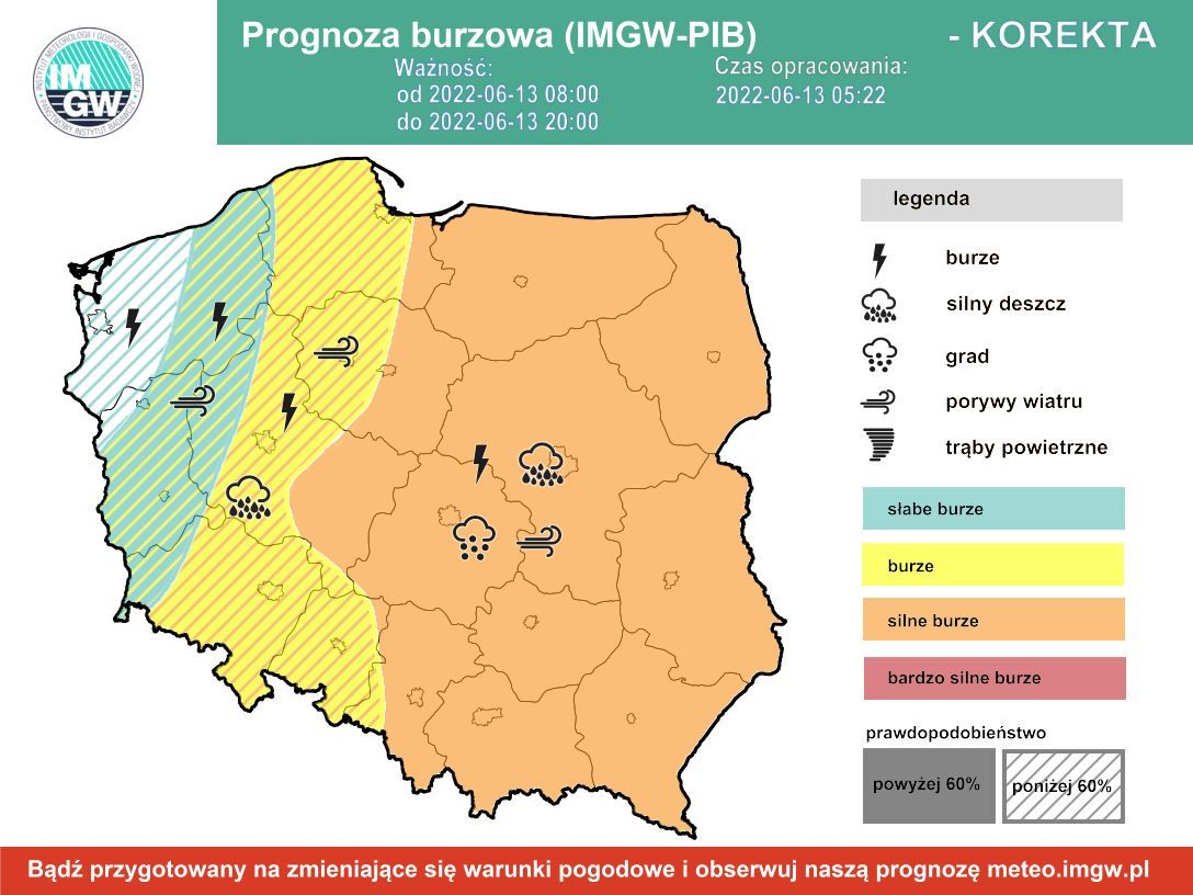 Prognoza burzowa poniedziałek 13.06