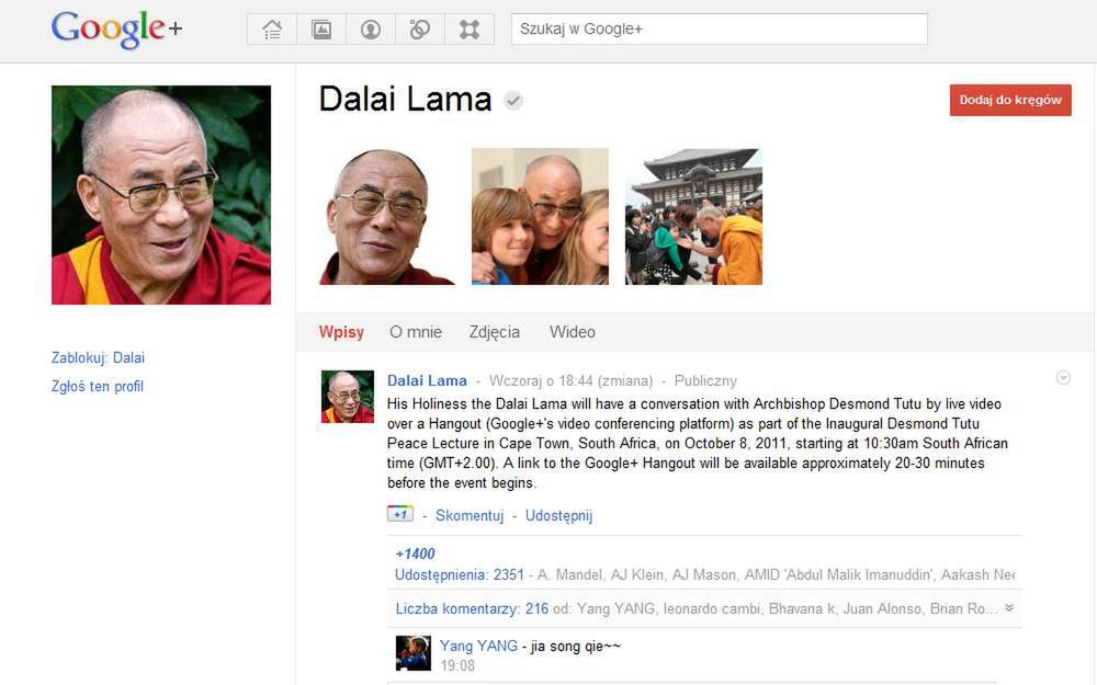 Znana postać założyła wczoraj konto w Google+. Kto dołączył do serwisu? 2