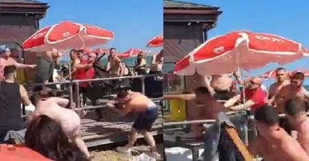 Ogromna bójka na plaży. W ruch poszły leżaki