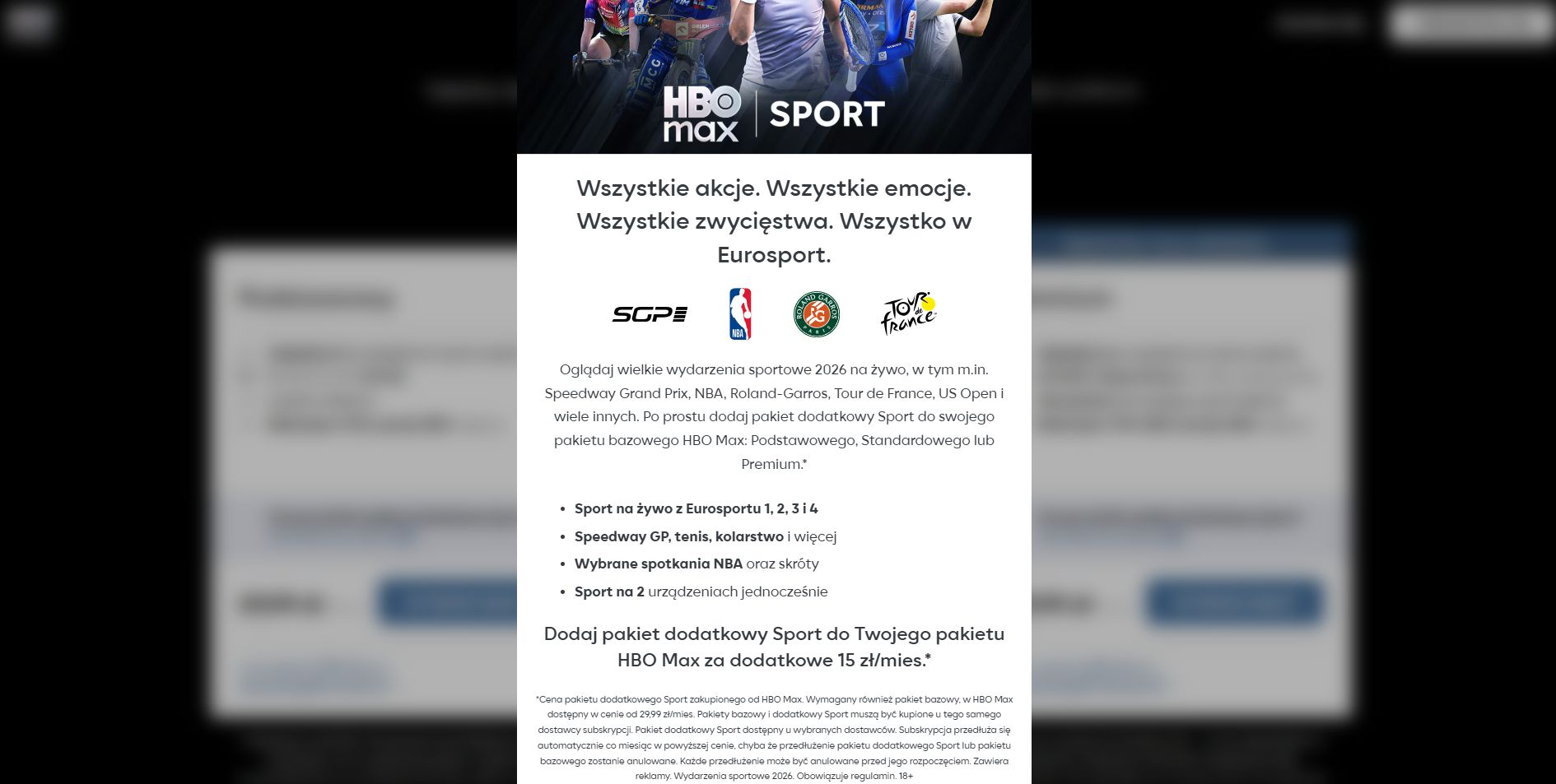 Nowy pakiet Sport