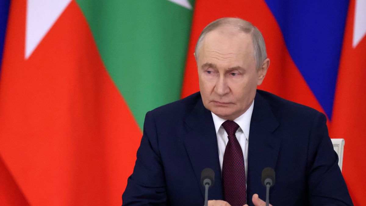 MOSCOW, RUSSIA - AUGUST 18: Russian President Vladimir Putin attends a Russian-Myanmar meeting at Kremlin on August 18, 2026 in Moscow, Russia. Fresh off a five-year military deal, Min Aung Hlaing is meeting Vladimir Putin for talks on further economic and security cooperation. (Photo by Contributor/Getty Images)