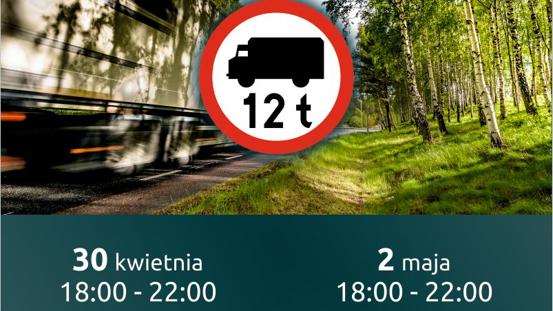 Ograniczenia dla aut ciężarowych o masie powyżej 12 ton.