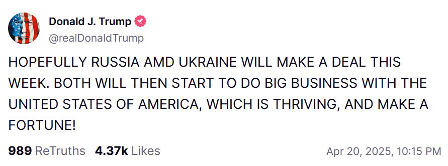 Wpis Donalda Trumpa