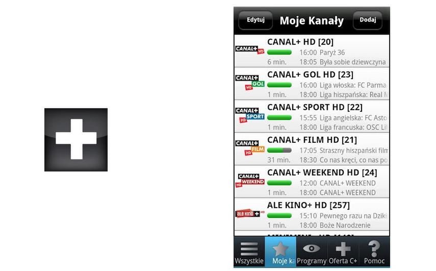 Aplikacja z programem TV Cyfry+ na Androida